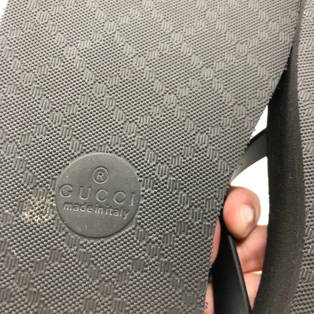 Gucci Platform Thong Sandals 40 US 9.5 Womens Nero Black Double G Marmont Italy